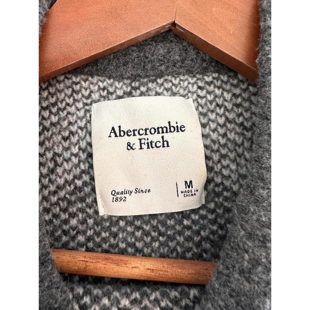 Abercrombie & Fitch Grey Wool Blend Argyle Diamond Check Sweater Women’s Medium - Picture 7 of 10